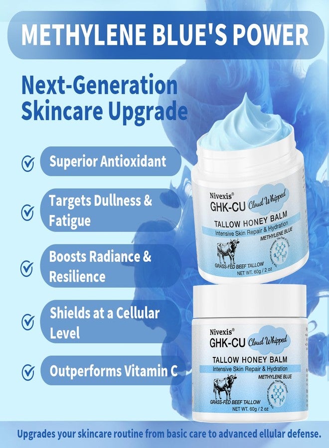 Nivexis Copper Peptides GHK-Cu Whipped Beef Tallow for Skin, Grass Fed Beef Tallow and Honey Balm for Face & Body, with Methylene Blue Anti-Aging Moisturizer, Suitable for All Skin Types, 2 Oz - Image 3